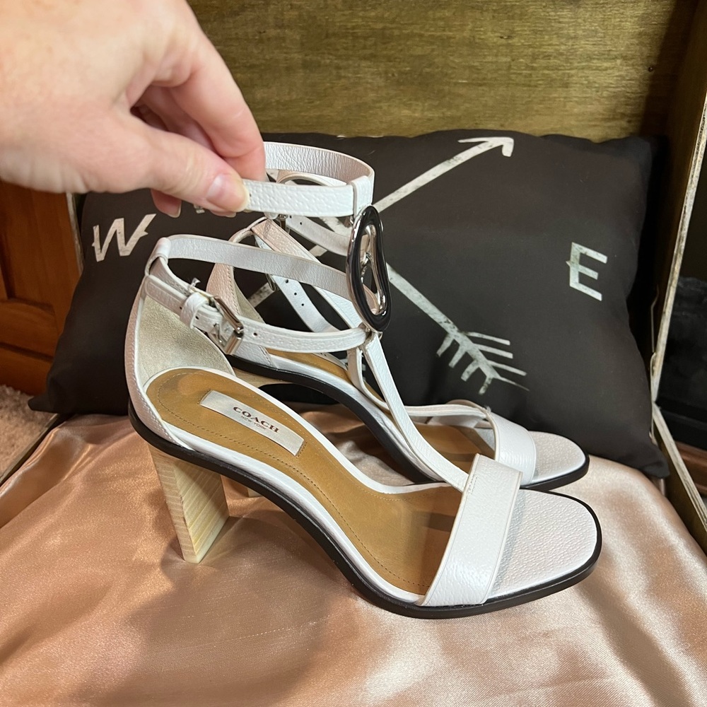 Coach Marlow heels in white